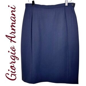 Giorgio Armani Navy Blue New Wool Pencil Skirt Size 10 Executive Old Money Luxe